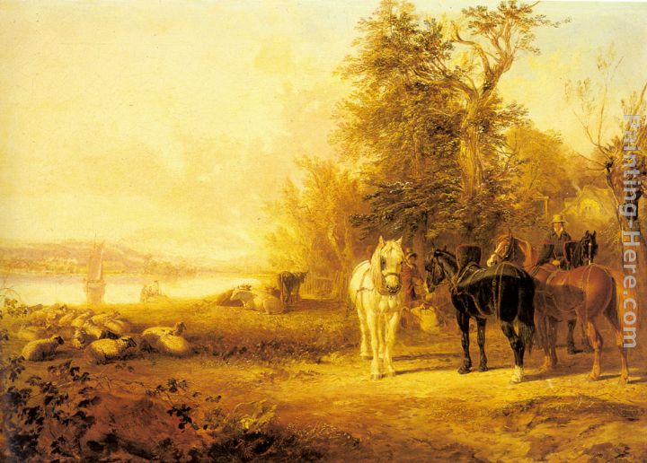 Waiting for the Ferry painting - John Frederick Herring Snr Waiting for the Ferry art painting Waiting for the Ferry painting - John Frederick Herring Snr Waiting for the Ferry art painting